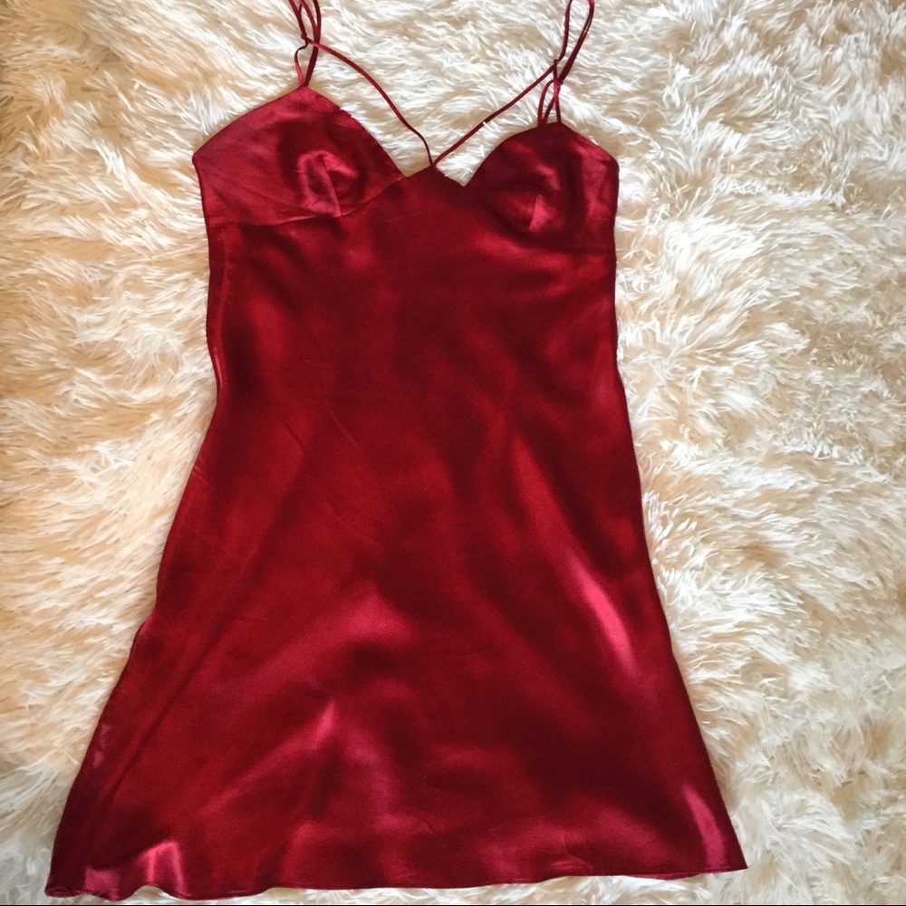 Vintage 100% Silk Red Victoria’s Secret Slip